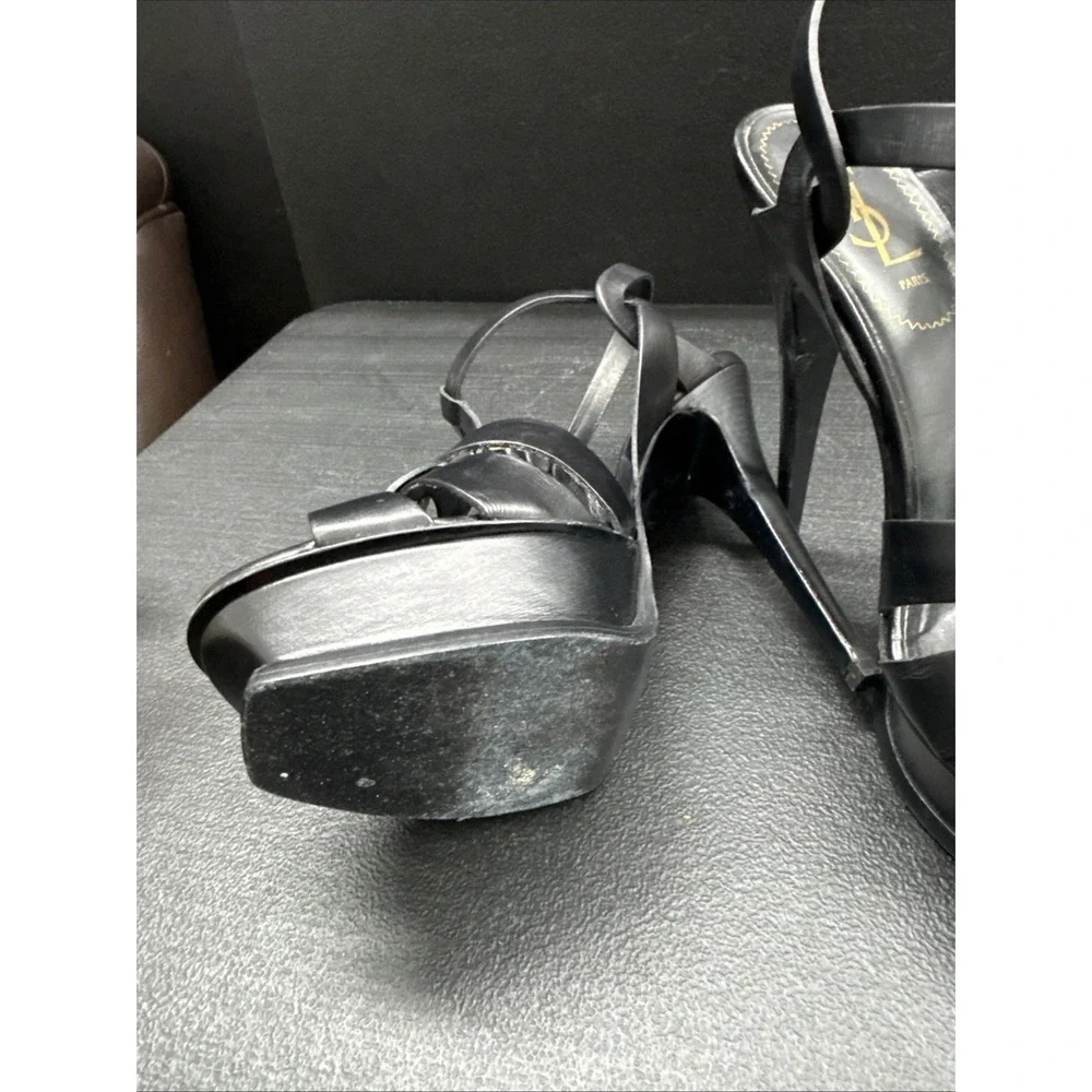 Yves Saint Laurent Tribute Black Leather Platform Sandals Size 39 / 9 (b1)